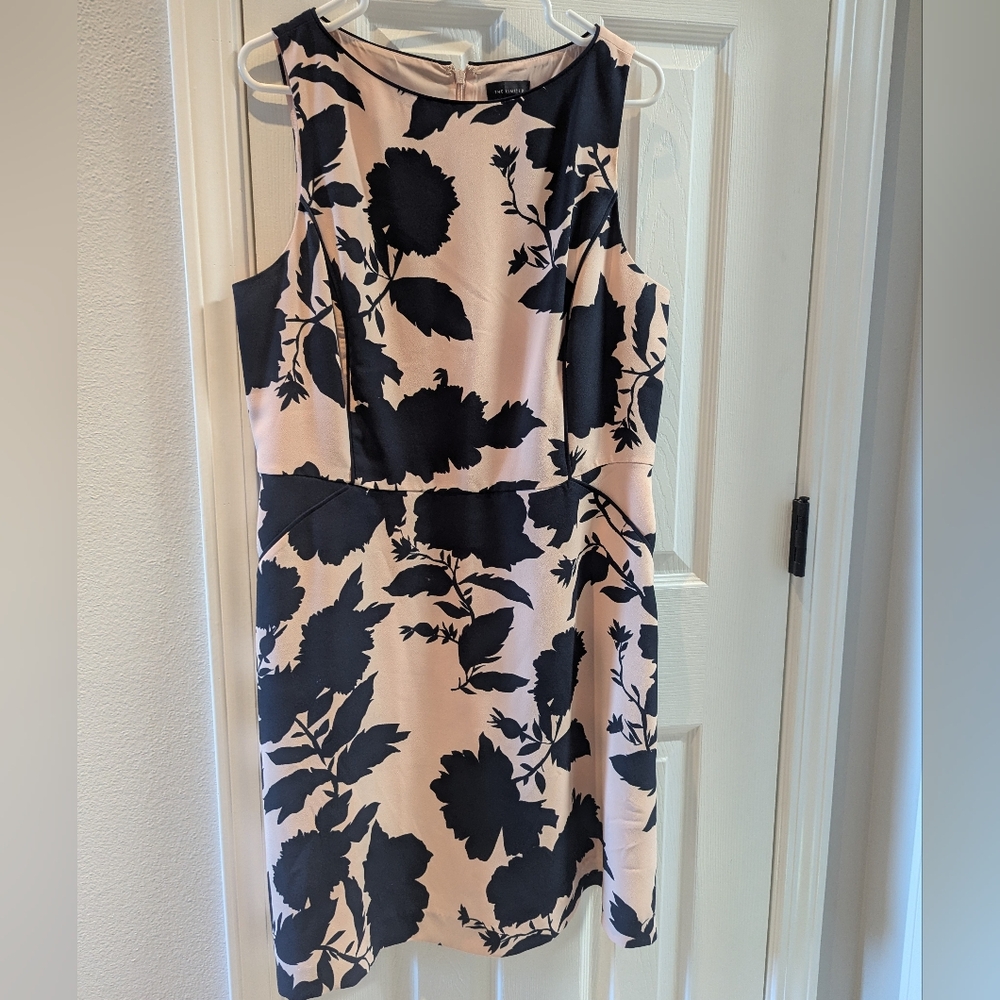 The Limited Navy Floral on Pink Midi Dress